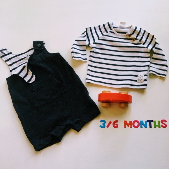 H&M Other - Gap Frenchie overall + H&M Striped Shirt kit  3-6M